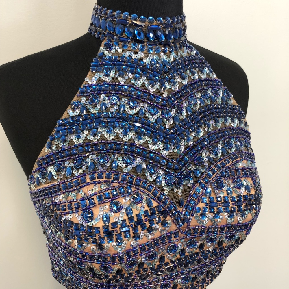 *SOLD* Sherri Hill 2Pc Dress Prom Gown Blue Sequin - Picture 2 of 8